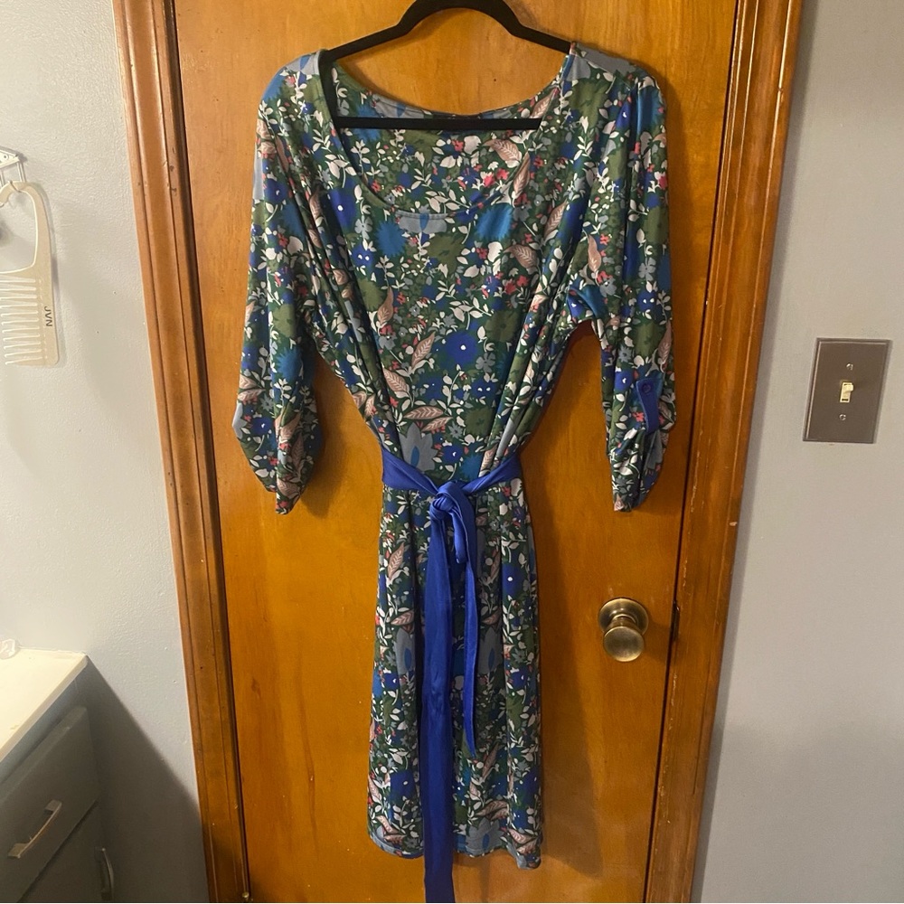Isabel & Alice Blue/Olive Floral Dress
